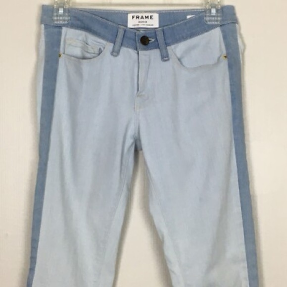 FRAME DENIM Color Block Jeans Le Skinny De Jeanne Light Wash Denim - Picture 4 of 8